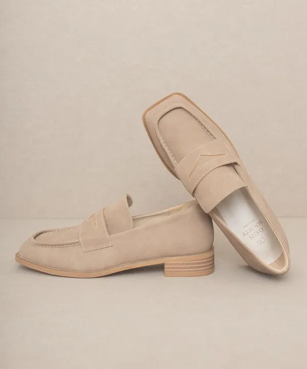 Square Toe Penny Loafers
