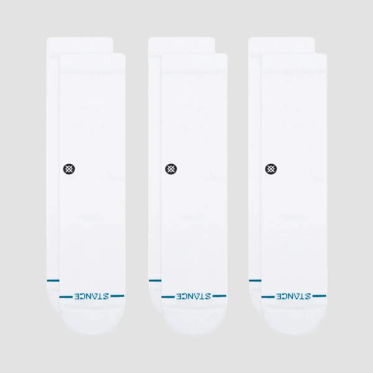 Stance Icon Crew Socks 3 Pack Stealth White/White