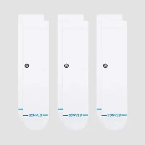Stance Icon Crew Socks 3 Pack Stealth White/White