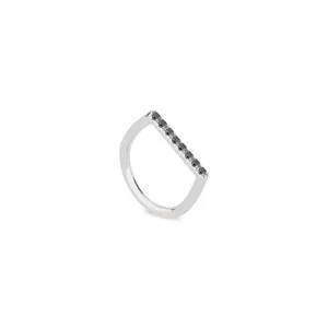 Sterling Silver Black Diamond Stacking Square