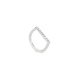 Sterling Silver Diamond Stacking Square