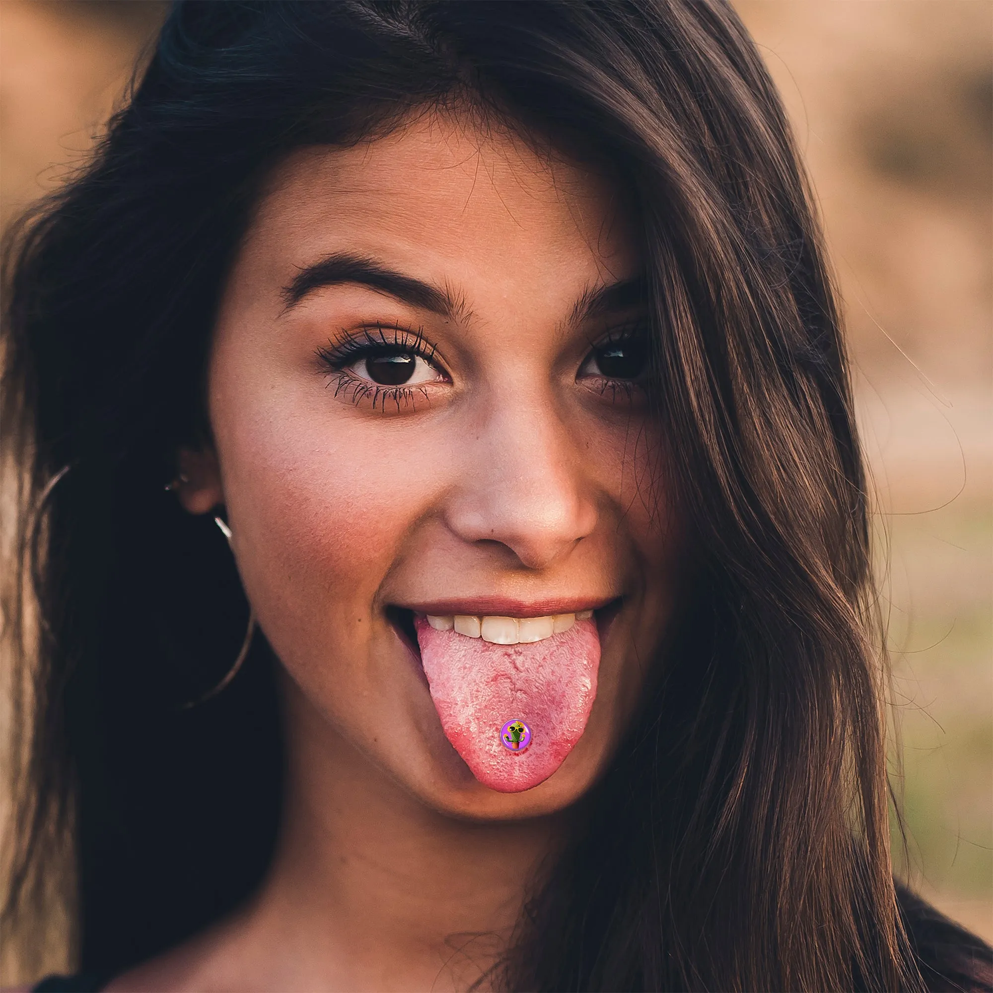 Sunflower Cactus Barbell Tongue Ring