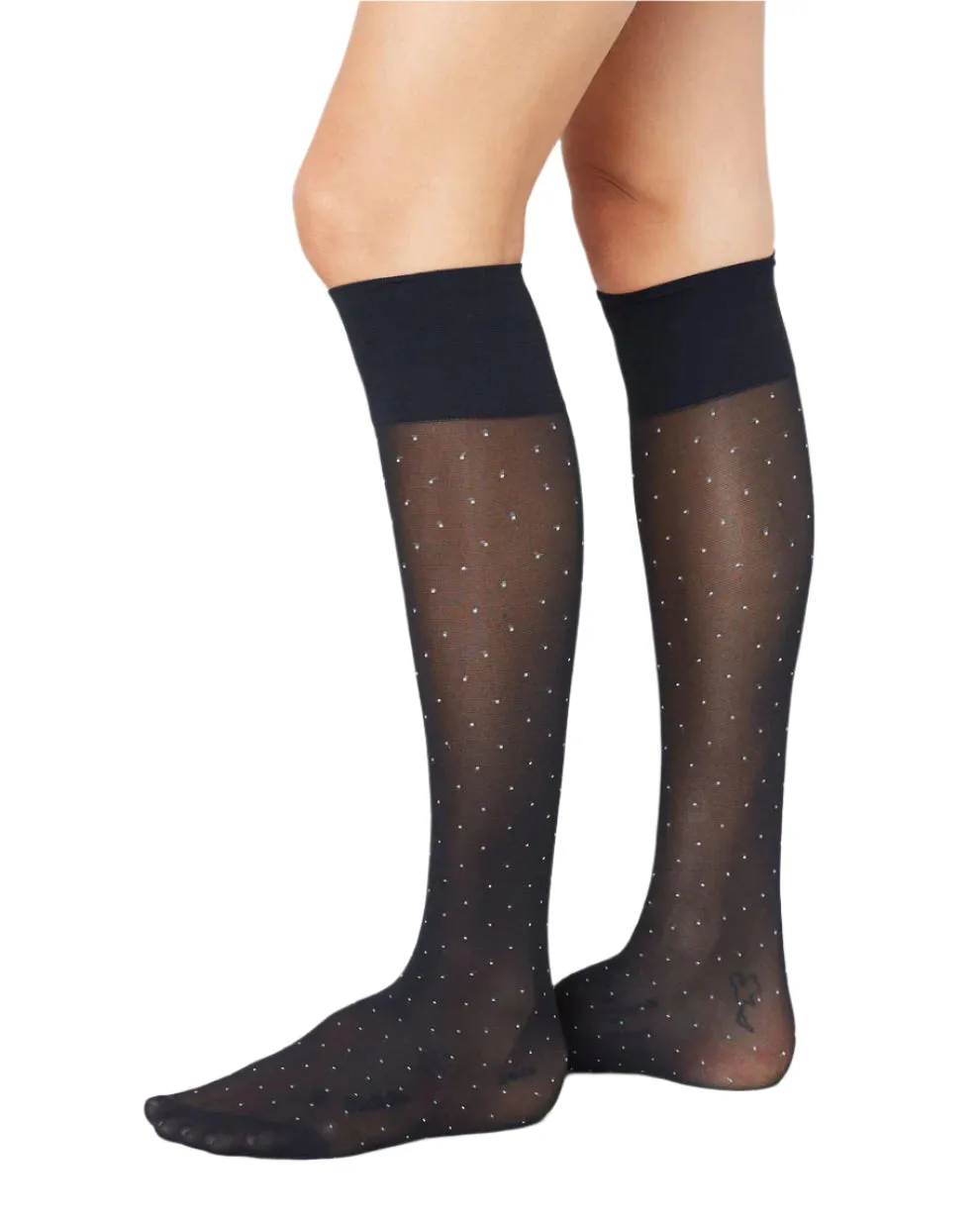 Swedish Stockings - Eira Dot Knee High Socks - Black - One Size