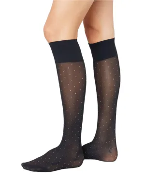 Swedish Stockings - Eira Dot Knee High Socks - Black - One Size