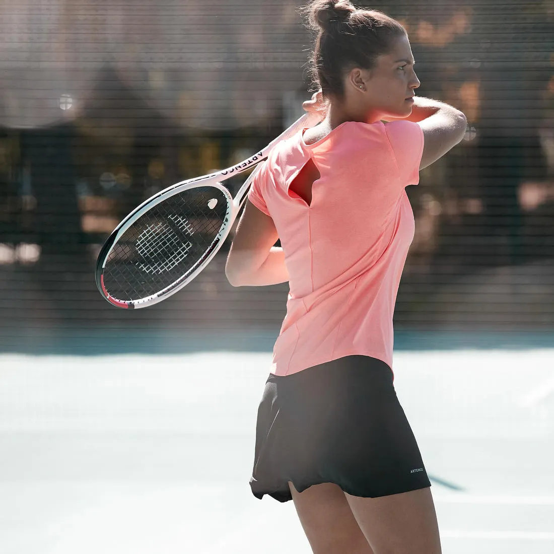T-Shirt tennis col rond dry femme -  Essentiel 100