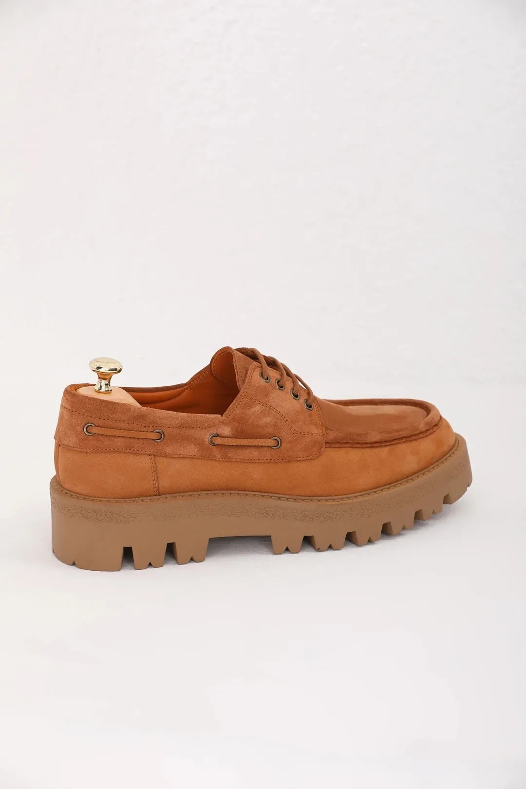 Tan Nubuck Laces Chunky Shoes