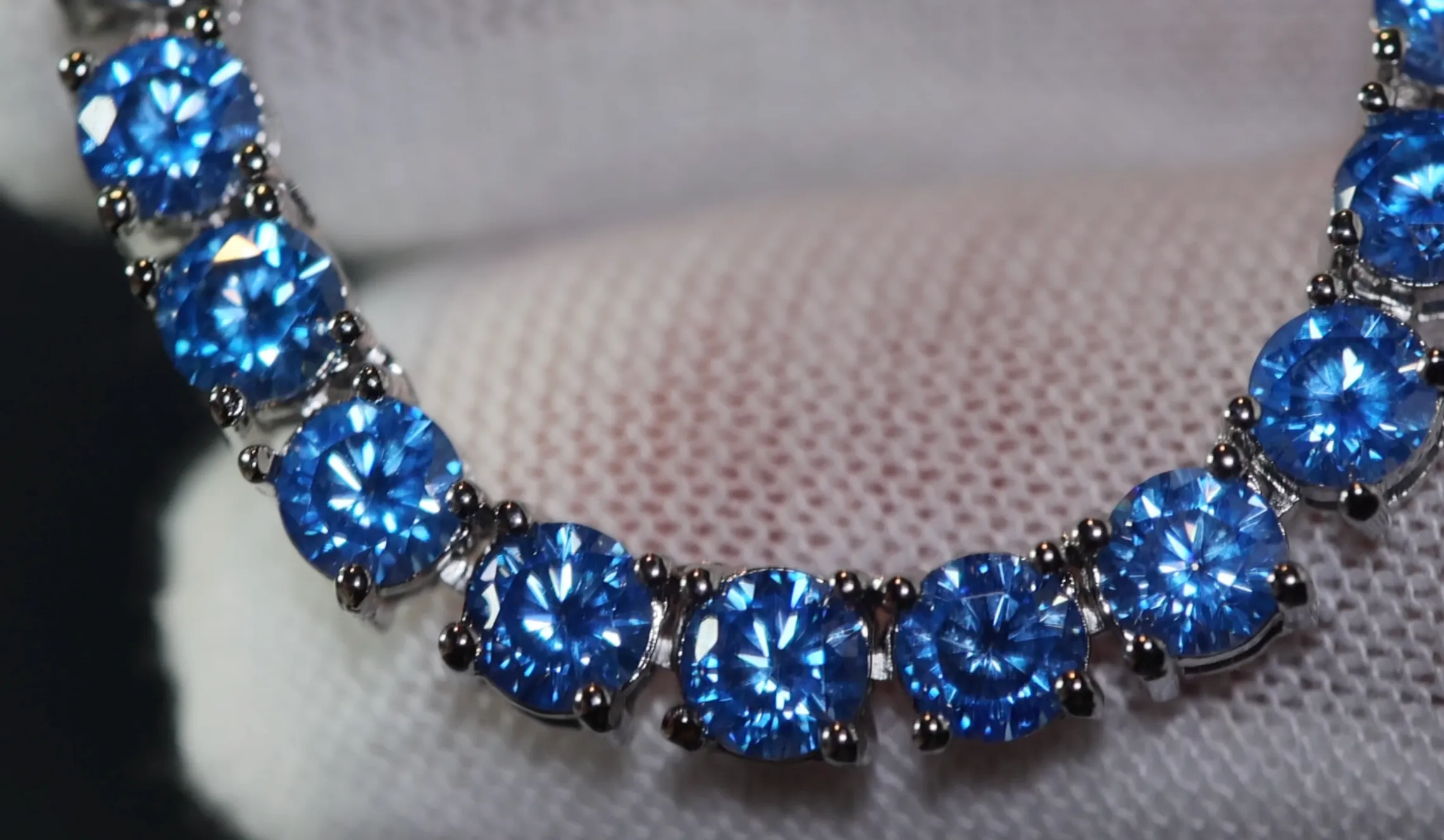 Tennis Chain | Blue Diamond Tennis Chain | Tennis Necklace | Aquamarine Tennis Chain