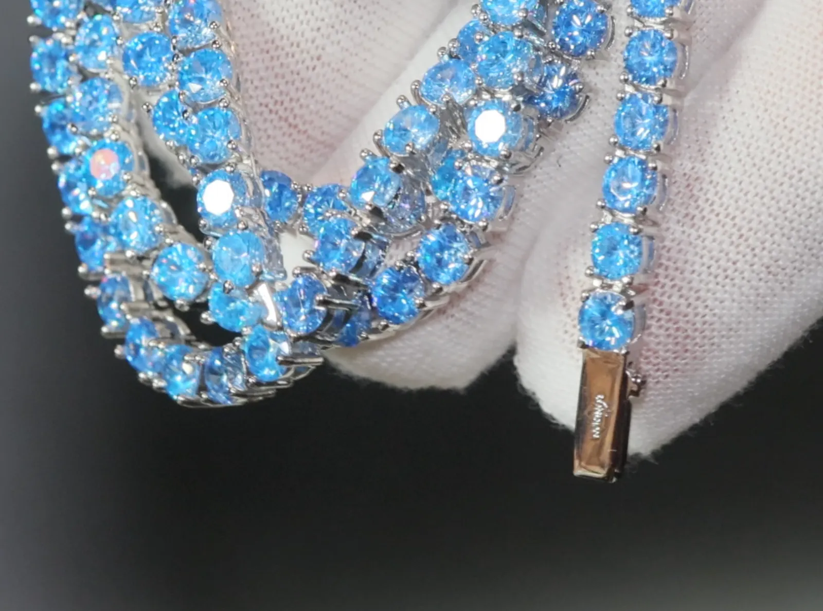 Tennis Chain | Blue Diamond Tennis Chain | Tennis Necklace | Aquamarine Tennis Chain