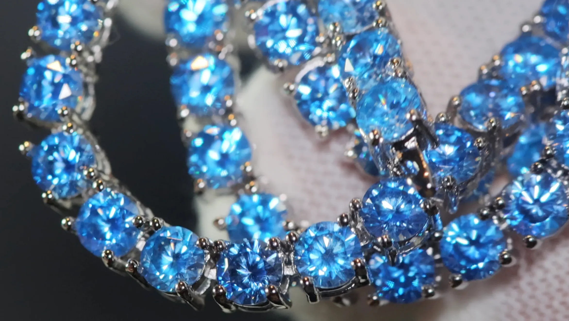 Tennis Chain | Blue Diamond Tennis Chain | Tennis Necklace | Aquamarine Tennis Chain