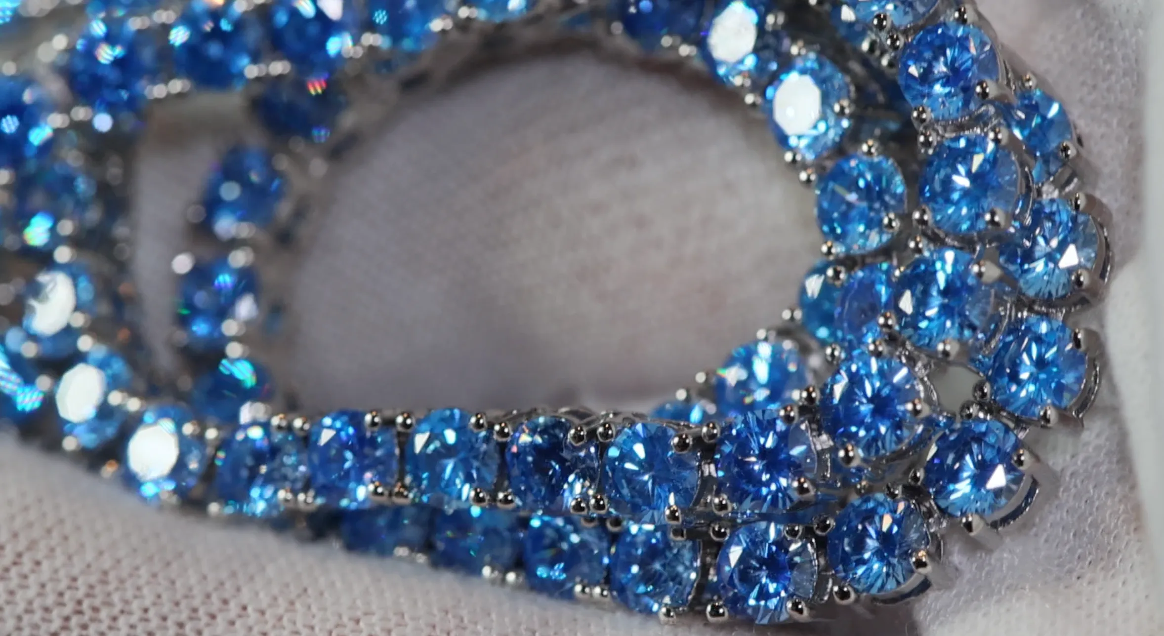 Tennis Chain | Blue Diamond Tennis Chain | Tennis Necklace | Aquamarine Tennis Chain