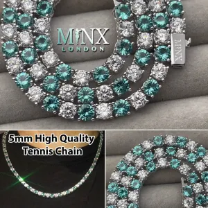 Tennis Chain | Green Diamond Tennis Chain | Tennis Necklace | Mens Tennis Chain | Womens Tennis Chain | Mint Green Tennis Chain | Iced Chain
