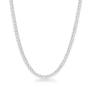 Tennis Necklace with Cubic Zirconia in Rhodium Plated Sterling Silver
