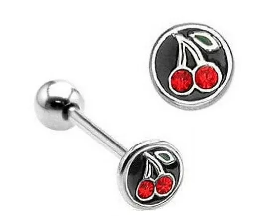 Tongue Ring Cherry 316L Surgical Steel Barbell