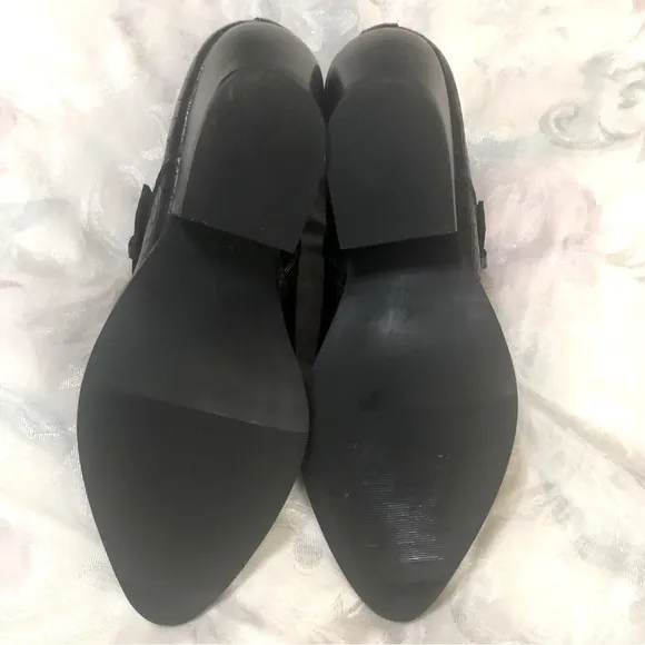 Treasure &amp; Bond Harper Embossed Black Faux Leather Croc Buckle Bootie size 9.5