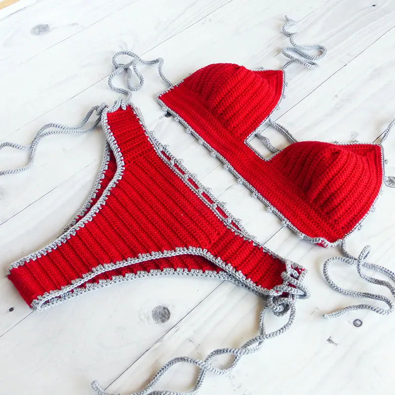 Two Colored Crochet String Bikini