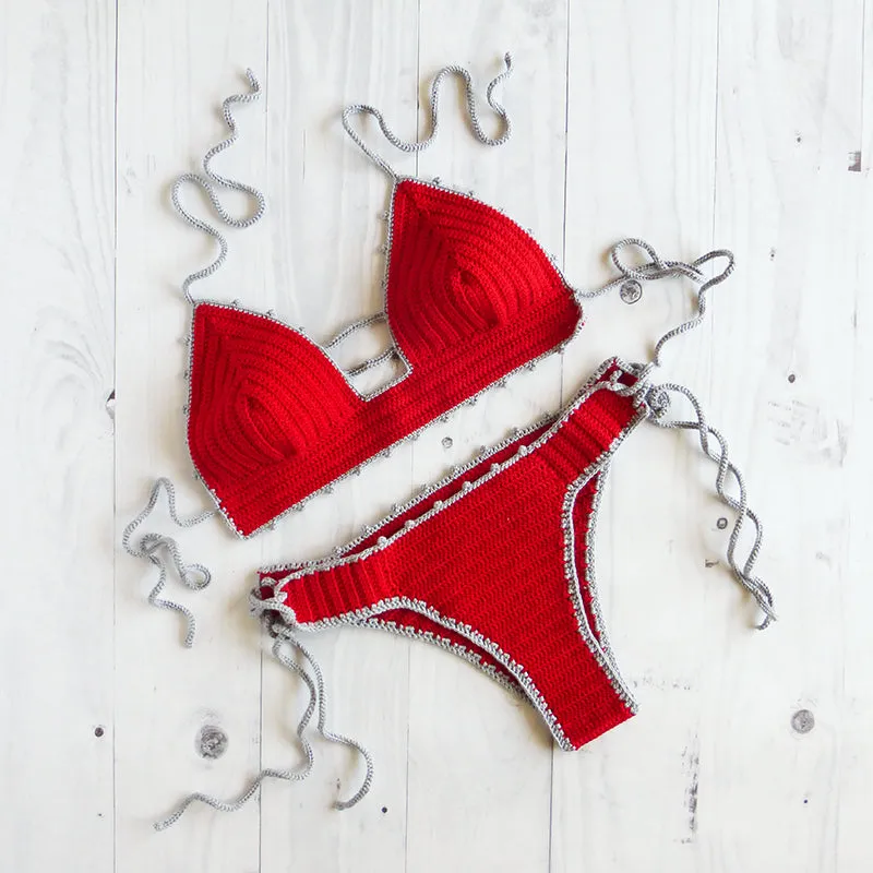 Two Colored Crochet String Bikini