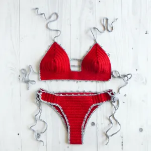 Two Colored Crochet String Bikini