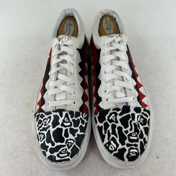 Vans Old Skool Custom Shoes US 9 Men's Hand painted White Black Sneakers