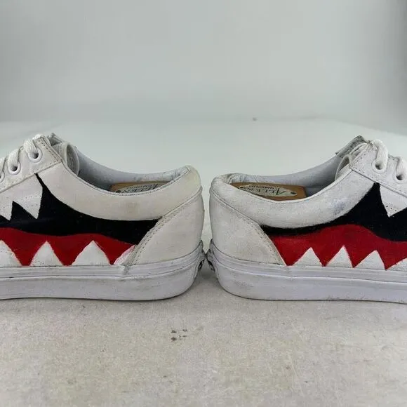 Vans Old Skool Custom Shoes US 9 Men's Hand painted White Black Sneakers