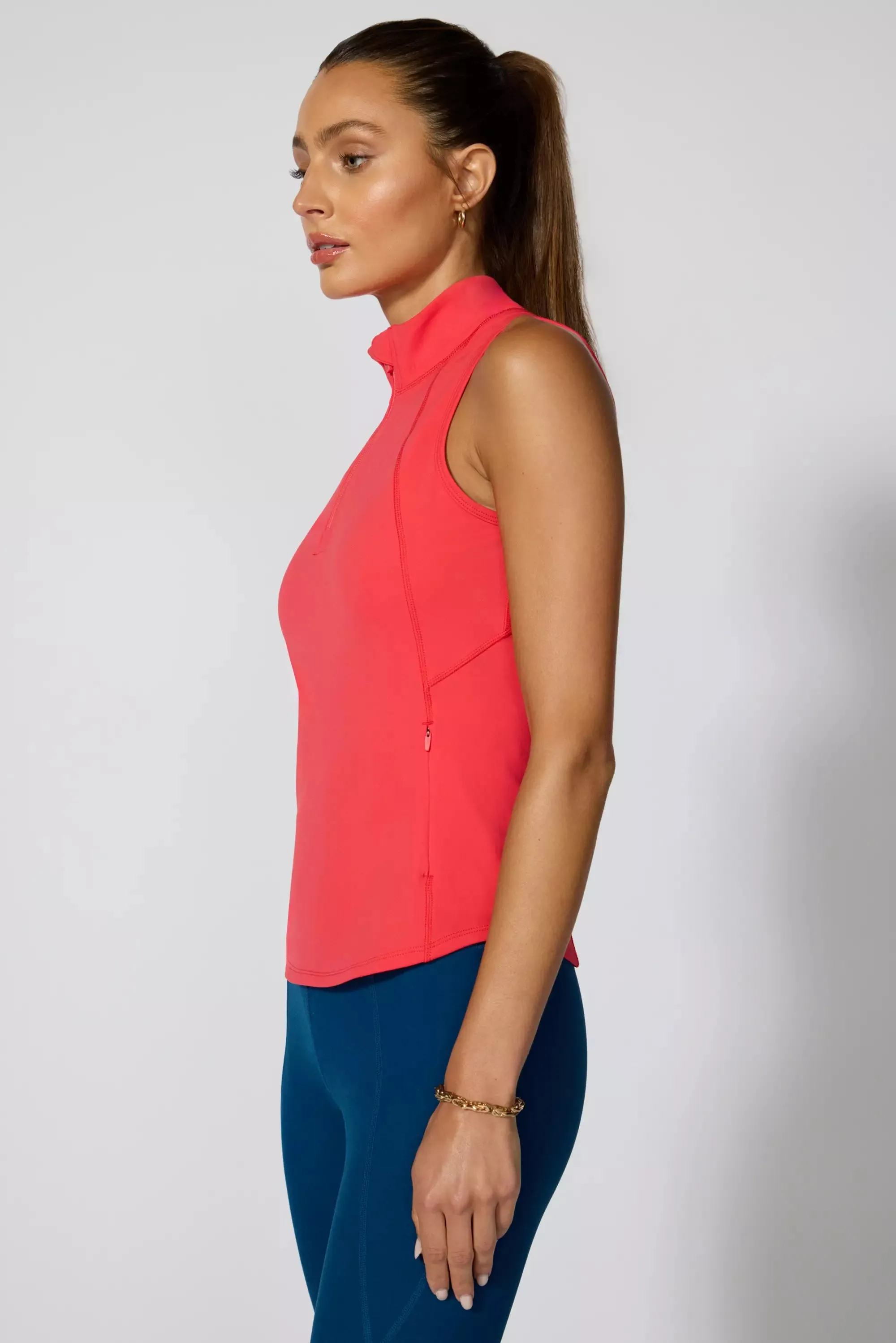 Vital 1/4 Zip Tank - Hibiscus