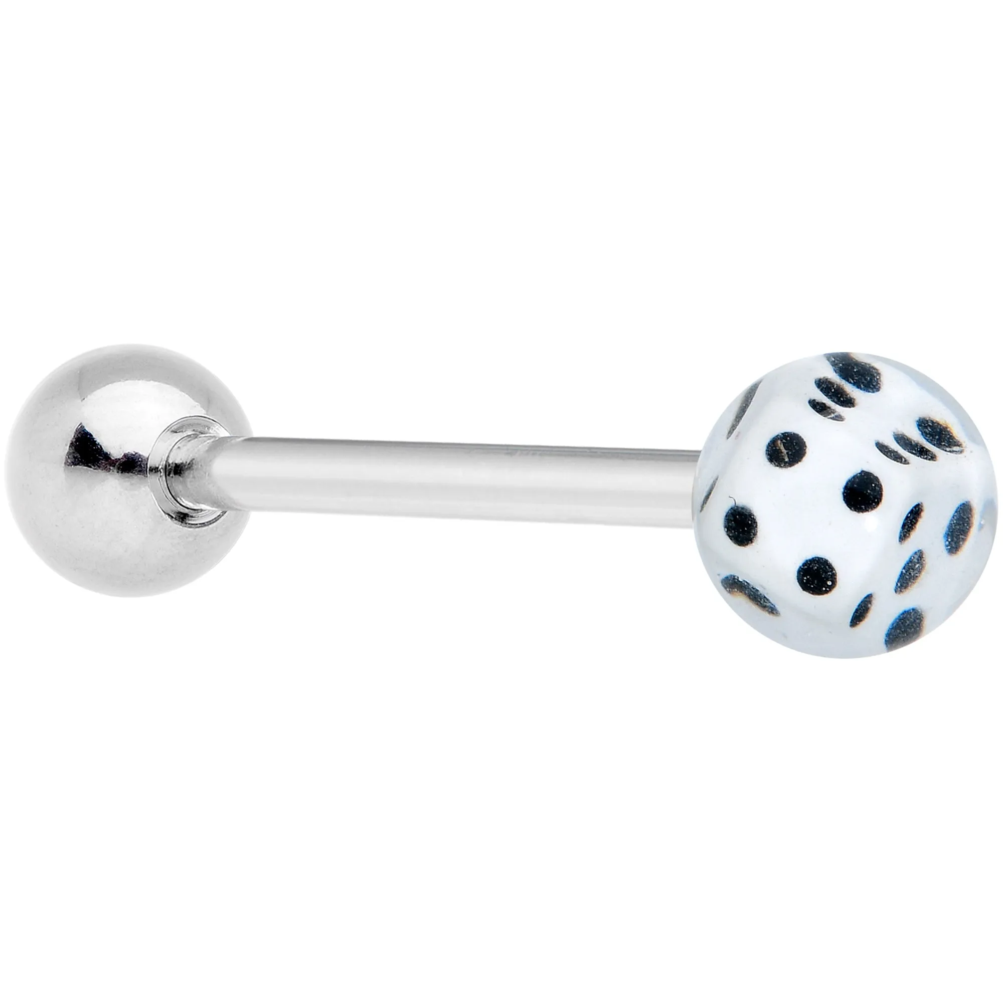 White Dice Barbell Tongue Ring