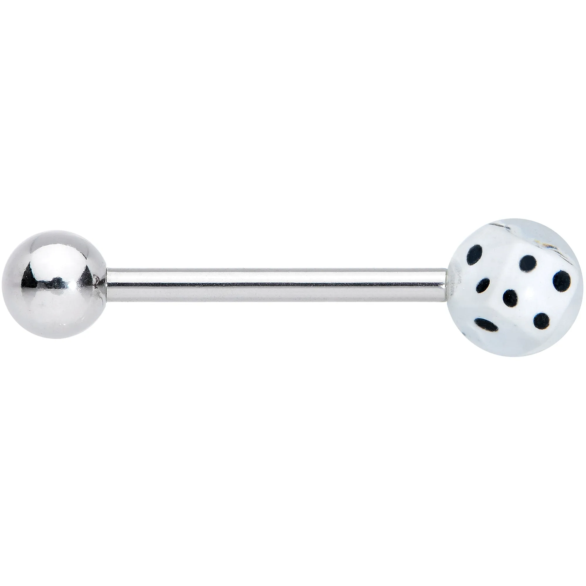 White Dice Barbell Tongue Ring