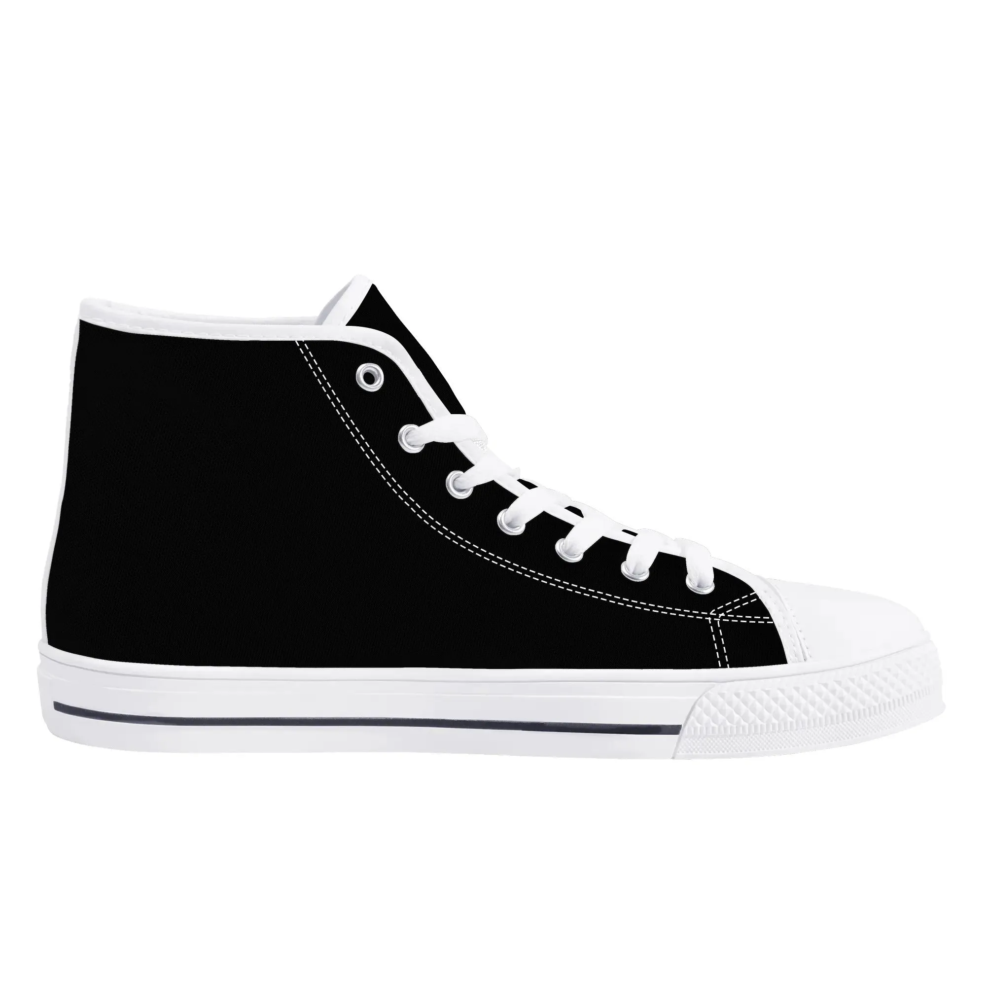 Womens Black and White High Top Canvas Shoes