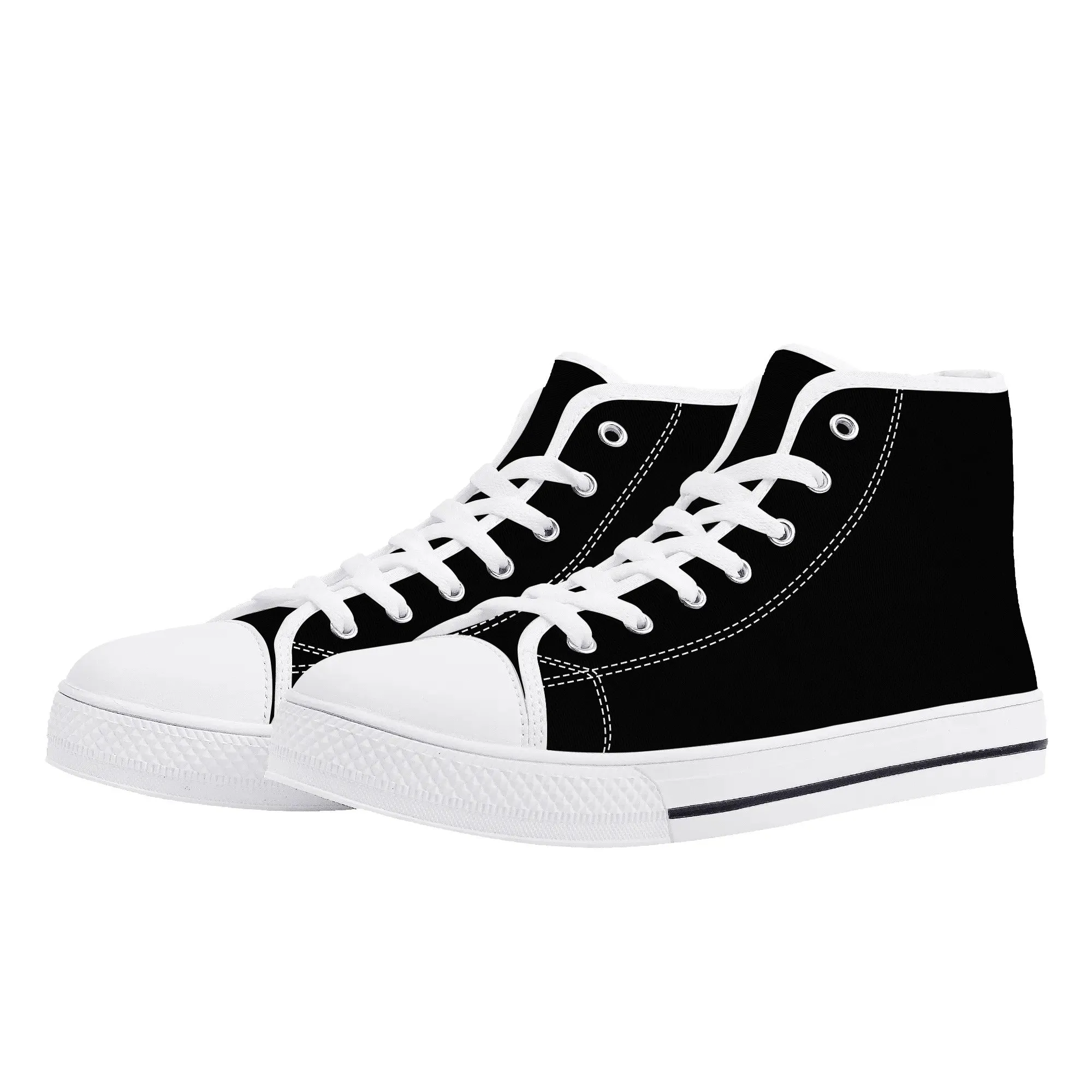 Womens Black and White High Top Canvas Shoes