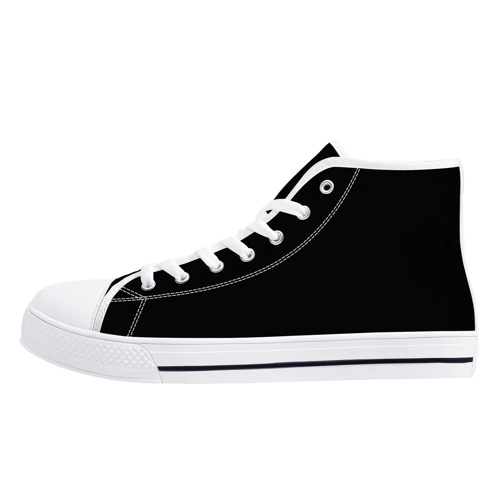 Womens Black and White High Top Canvas Shoes