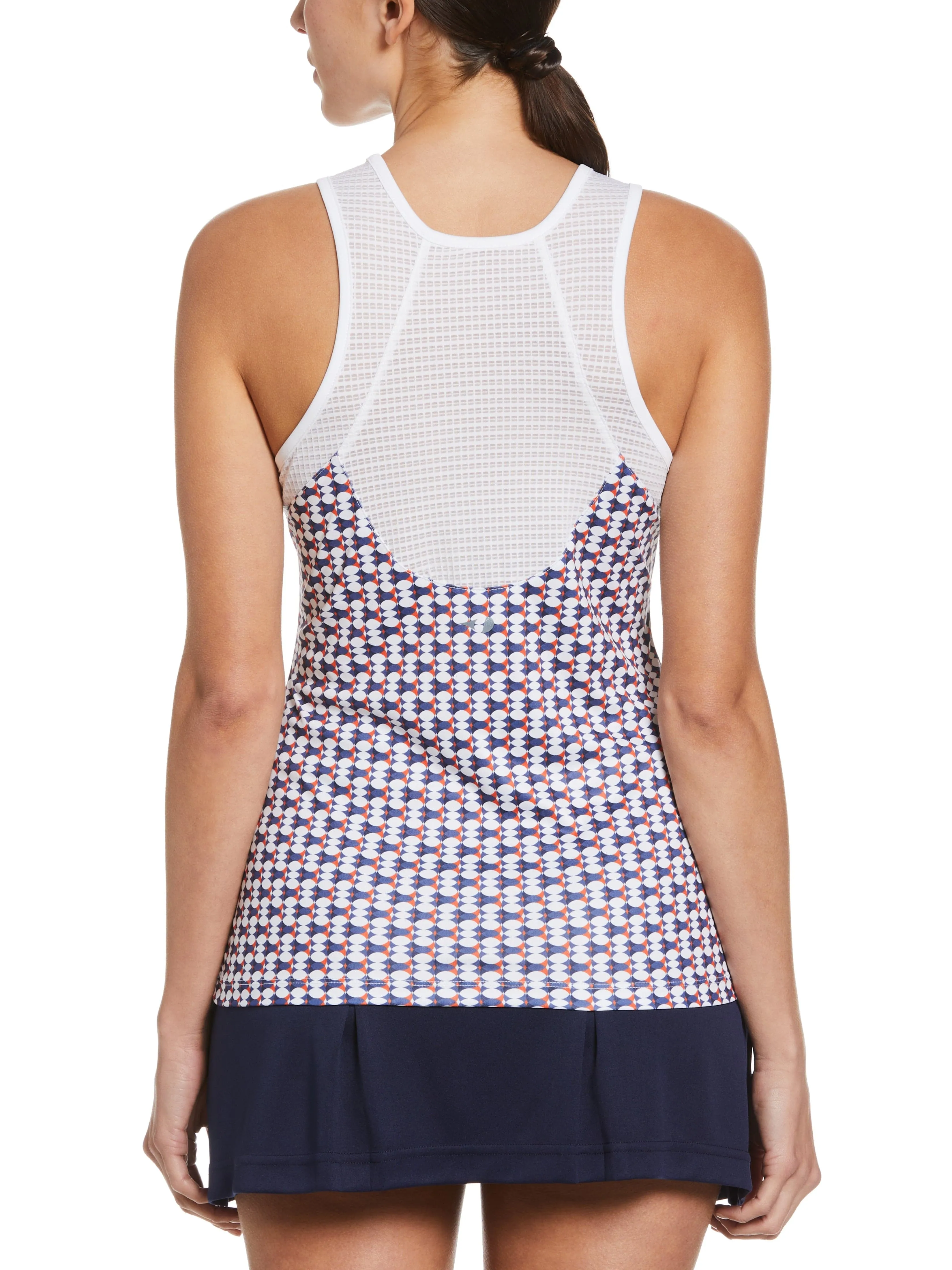 Women's Geo Printed Tennis Tank with Mesh Piecing