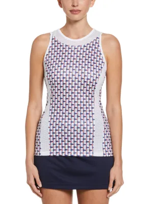 Women's Geo Printed Tennis Tank with Mesh Piecing